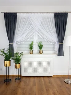 Elegancki zestaw firany i zasłony welurowe - ciemnoszary, zestaw do salonu - Firany Elegancki zestaw firany i zasłony welurowe - ciemnoszary, zestaw do salonu - Firany - miniaturka - grafika 1