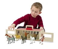 Zabawy w naśladowanie dorosłych - Drewniana Stajnia Dla Koników Przenośna + 8 Koni Melissa And Doug - miniaturka - grafika 1