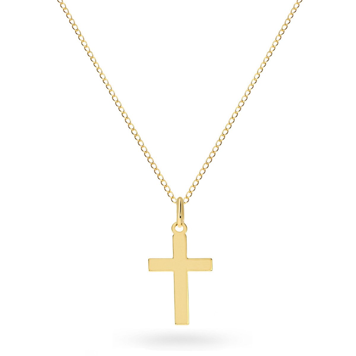 Złoty Komplet łańcuszek pancerka 45 cm + krzyżyk pr. 333