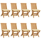 Fotele i krzesła ogrodowe - vidaXL Krzesła ogrodowe z kremowymi poduszkami, 8 szt., drewno tekowe! 3072934 - miniaturka - grafika 1