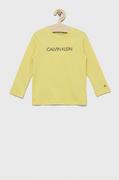 Calvin Klein Jeans longsleeve bawełniany dziecięcy IU0IU00297.9BYY kolor żółty z nadrukiem