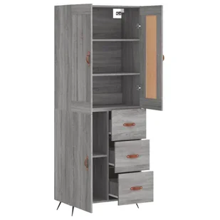 Witrynka szary dąb sonoma 69,5x34x180cm materiał drewnopochodny Lumarko! - Witryny - miniaturka - grafika 5