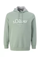 Bluzy męskie - s.Oliver Big Size męska bluza z logo z kapturem, zielona, XXL, zielony, XXL - miniaturka - grafika 1