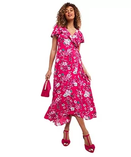 Joe Browns Damska sukienka midi z kwiecistym brzegiem z falbanką, na co dzień, różowy, 38 - Sukienki - miniaturka - grafika 1