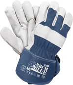 Rękawice robocze - Reis RBCMBLUE - rękawice ochronne wzmacniane skórą bydlęcą dwoinową, usztywniony mankiet - 10. - miniaturka - grafika 1