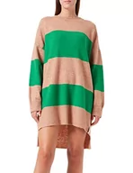 Sukienki - True Religion Damska sukienka oversize z blokiem SATRIPES, beżowa/zielona, standardowa - miniaturka - grafika 1
