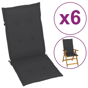 vidaXL Poduszki na krzesła ogrodowe, 6 szt., antracytowe, 120x50x4 cm 314104 - Poduszki ogrodowe - miniaturka - grafika 8