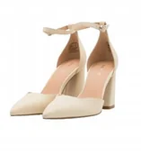 Czółenka - EVENODD CZÓŁENKA BEŻOWE Z PASKIEM NA OBCASIE SŁUPEK 38 T7D - miniaturka - grafika 1