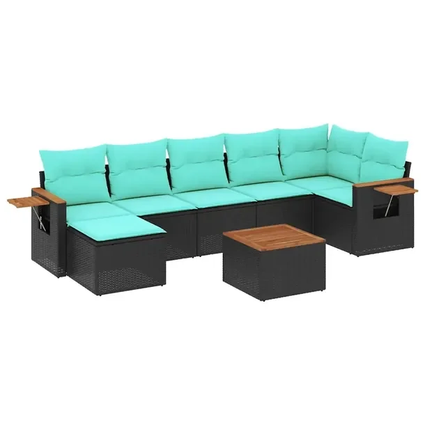 Zestaw mebli ogrodowych z rattanem PE, czarny, wymiary: 62 x 62 x 69 cm