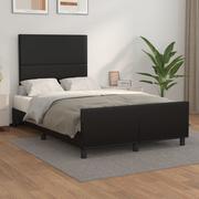 Łóżka - Lumarko Rama łóżka z zagłówkiem, czarna, 120x200 cm, sztuczna skóra - miniaturka - grafika 1