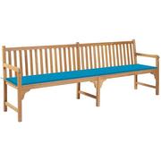 Ławki ogrodowe - vidaXL Lumarko Ławka ogrodowa z niebieską poduszką, 240 cm, drewno tekowe 3062893 - miniaturka - grafika 1