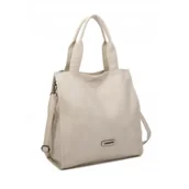 Torebki damskie - Torebka Damska Worek Shopper LUIGISANTO Beżowa Format A4 - miniaturka - grafika 1