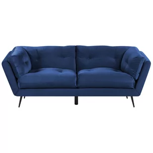 Beliani Sofa 3-osobowa welurowa niebieska LENVIK - Sofy i kanapy - miniaturka - grafika 1