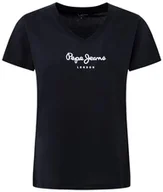 Koszulki i topy damskie - Pepe Jeans Damska koszulka Wendys z dekoltem w serek, czarny (czarny), XS - miniaturka - grafika 1