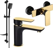 Zestawy baterii łazienkowych - Mexen Alfa DF62 zestaw prysznicowy, czarny/złoty - 745704DF62-75 - miniaturka - grafika 1