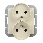 Gniazdka elektryczne - Abex Gniazdo podwójne do ramek Perła - beż - miniaturka - grafika 1
