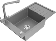 Zlewozmywaki z baterią - Mexen Elias zlewozmywak granitowy 1-komorowy z ociekaczem i baterią kuchenną Duero, szary - 6511-71-671600-71 - miniaturka - grafika 1