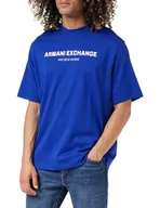 Bluzy męskie - Armani Exchange Męska bluza polo z krótkim rękawem, nadrukowane logo, bluza polo Cross Gender, niebieski, XS - miniaturka - grafika 1