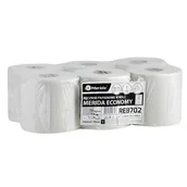 Stojaki na ręczniki papierowe - Ręcznik papierowy w roli biały makulatura 1-warstwowy 1x20g 210m gofrowany MERIDA ECONOMY CENTER PULL MINI 6szt. /REB702/ - miniaturka - grafika 1