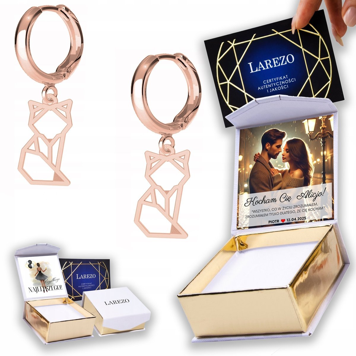 Kolczyki Pozłacane 925 Koty Kotki Blaszki z Kotami Cat Kot Kotek NADRUK