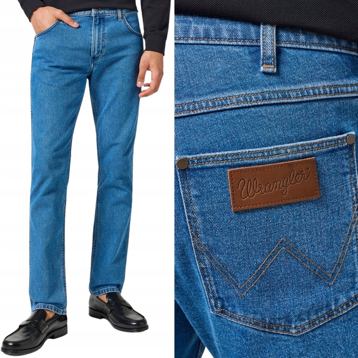 Wrangler GREENSBORO Saddlestone NOWA KOLEKCJA PROSTE CIEMNY DżINS W34 L32