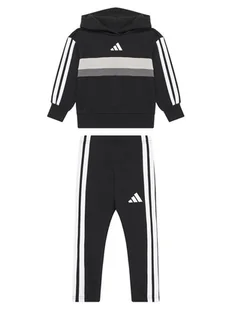 adidas Komplet bluza i legginsy Seasonal Essentials Tiberio 3-Stripes JI6218 Czarny Slim Fit - Legginsy - miniaturka - grafika 1