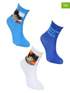 Dragon Ball Z Skarpety (3 pary) "Dragon Ball Super" w kolorze niebiesko-białym ze wzorem - Skarpetki damskie - miniaturka - grafika 1