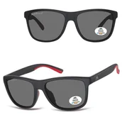 Okulary korekcyjne, oprawki, szkła - Prostokątne okulary męskie przeciwsłoneczne z polaryzacją MP199 czarne/czerwone - miniaturka - grafika 1