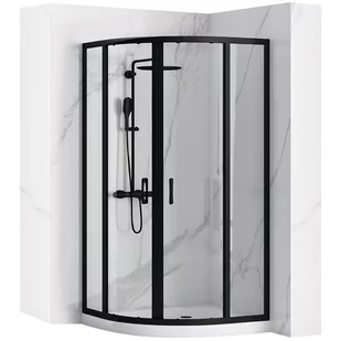 Rea Kabina Prysznicowa REA Look Czarna 90x90 + biały brodzik - Kabiny prysznicowe - miniaturka - grafika 1