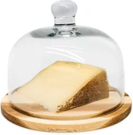 Pojemniki kuchenne - Pojemnik szklany na ser Z drewnianą podstawą 19 cm - miniaturka - grafika 1
