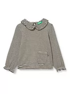 Koszulki dla dziewczynek - United Colors of Benetton Koszulka dziewczęca M/L 30vyg104i Nuring tunika, wzór czarno-biały w paski 901, 5 lat - miniaturka - grafika 1