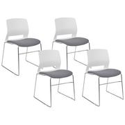 Fotele i krzesła biurowe - Zestaw 4 krzeseł konferencyjnych biało-szary GALENA Lumarko! - miniaturka - grafika 1