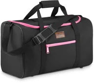Akcesoria podróżnicze - Torba Podróżna Czarna Z Różowymi Zamkami, Torba Do Samolotu 40X20X25 20L, Zg837 - miniaturka - grafika 1