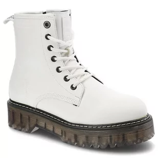 Białe Glany Big Star Damskie Modne Buty Jesienne - Botki damskie - miniaturka - grafika 1