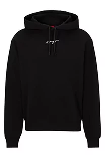HUGO Męska bluza z kapturem Dalegre Relaxed-Fit z bawełny Terry z odręcznym logo, czarny (Black1), XS - Bluzy męskie - miniaturka - grafika 1