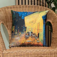Poszewki na poduszki - Poszewka dekoracyjna40x40 cm, welwetowa z nadrukiem, TARAS KAWIARNI W NOCY - miniaturka - grafika 1