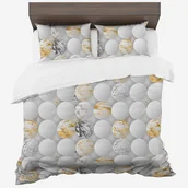 Pościel - Pościel z bawełny syntetycznej, 160x200, szara geometryczna, PMCA-106, 3-częściowa - miniaturka - grafika 1