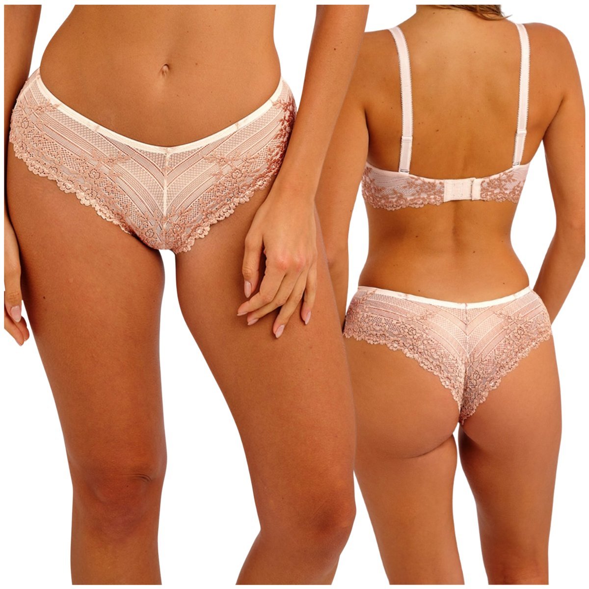Majtki brazyliany podkreślają pośladki koronka Wacoal Embrace Lace Tanga L