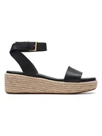 Sandały damskie - Clarks Skórzane sandały "Kimmei Ivy" w kolorze czarnym na koturnie - miniaturka - grafika 1