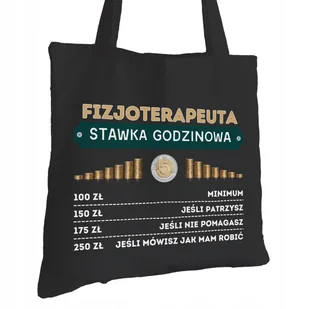 Torba Bawełniana dla Fizjoterapeuty Czarna Na Prezent Trwały Nadruk - Torby i wózki na zakupy - miniaturka - grafika 1