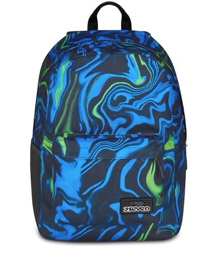 Seven Plecak szkolny Ischoolpack, niebieski, amerykański plecak ze zintegrowanym powerbankiem i kieszenią na tablet, do szkoły, dla dzieci i młodzieży, Niebieska, Taglia unica, nowoczesny