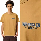 Koszulki męskie - Wrangler TEE Dijon luźny brązowy t-shirt bawełniana koszulka logo S - miniaturka - grafika 1