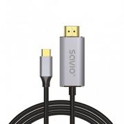 Kable - KABEL USB-C DO HDMI 2.0B, 1M, SREBRNO-CZARNY - miniaturka - grafika 1