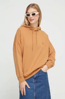 Bluzy damskie - Billabong bluza damska kolor brązowy z kapturem gładka - grafika 1