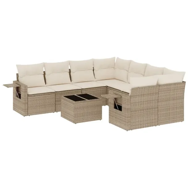 Zestaw mebli ogrodowych z rattanu PE beżowy, wymiary: 62x62x69 cm, 55x62x6