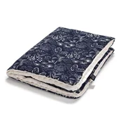 Koce i narzuty dla dzieci - LA MILLOU CIEPŁY KOCYK MINKY - M - NAVY JUNGLE - ECRU - miniaturka - grafika 1