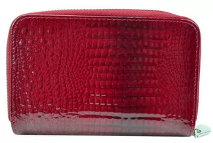 Portfel Damski Skóra Naturalna GREGORIO Średni Z Suwakiem Piórnik Lakierowany GF-115 CZERWONY RFID 12,5 x 8,5 x 3 [cm] - Portfele - miniaturka - grafika 1