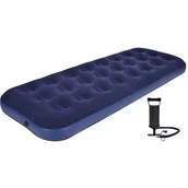 Materace turystyczne - Materac Flokowany 1 Osobowy 191X73X22Cm Z Pompką 2W1 - miniaturka - grafika 1