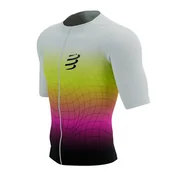 Koszulki sportowe męskie - COMPRESSPORT Triathlonowa koszulka kompresyjna TRI POSTURAL AERO SS TOP safe yellow/neo pink - miniaturka - grafika 1