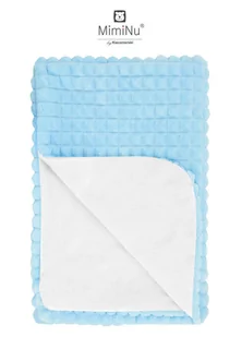 Kocyk 75x100 cm MINKY KWADRACIKI BŁĘKIT + JERSEY BIAŁY - Koce i narzuty dla dzieci - miniaturka - grafika 1